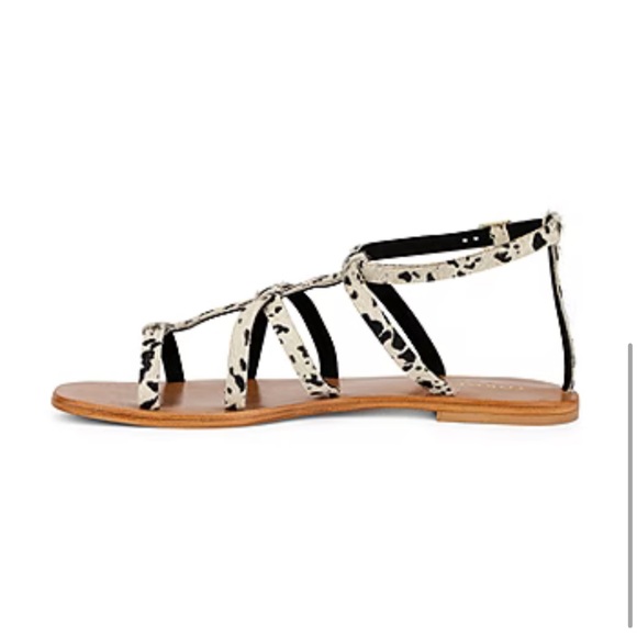 New Torgeis Size 10 Sandals Leather Pony Print Flat Shoes - Picture 5 of 8